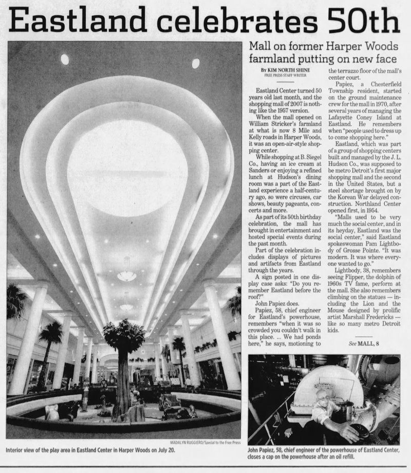 Eastland Center (Eastland Shopping Center, Eastland Mall) - Aug 2007 Article On 50Th Anniversary
